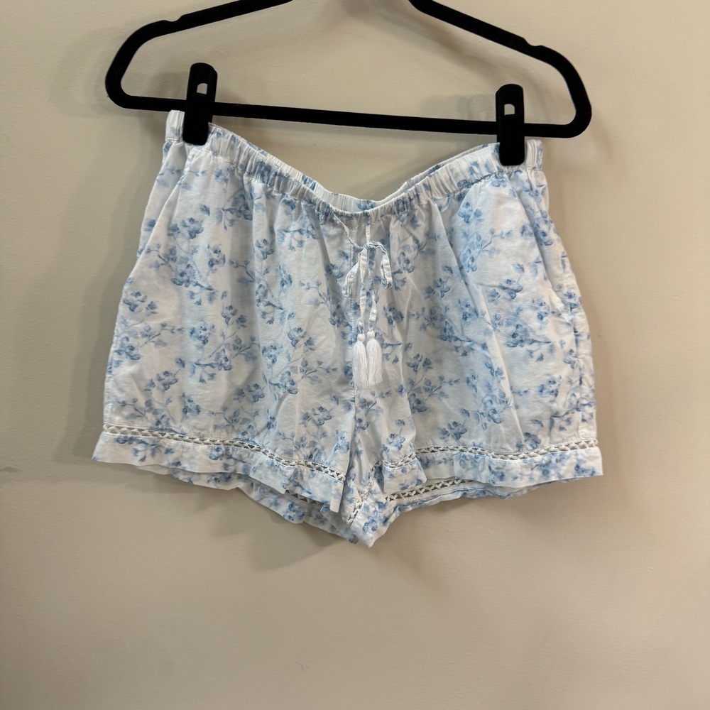 Caroline Constas Blue Floral Cotton Sleepwear Set Size Medium - Picture 6 of 9
